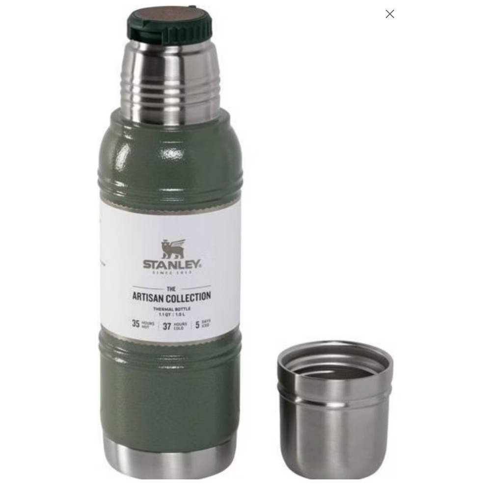 Stanley Artisan Thermal Bottle 1.1 QT Hammertone Green Flask 10-11428-001